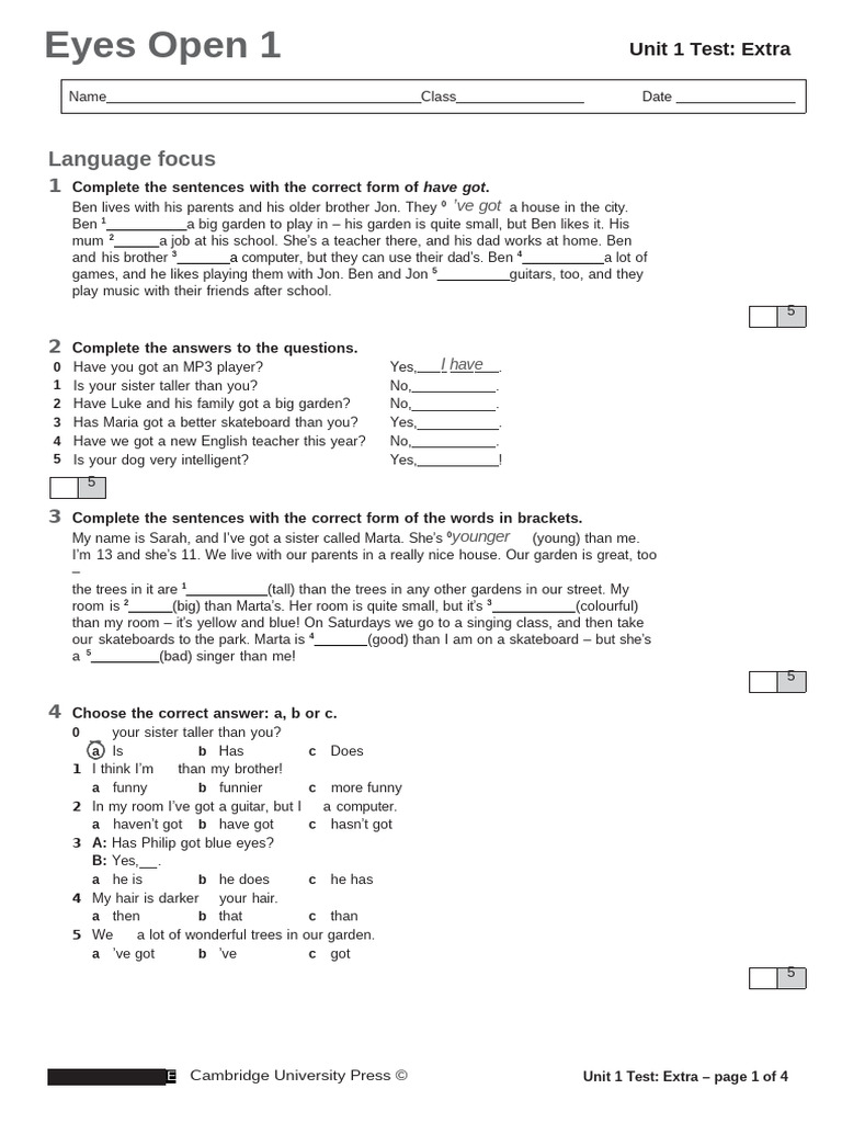 Unit 1 - Extra Test, Customisable | PDF