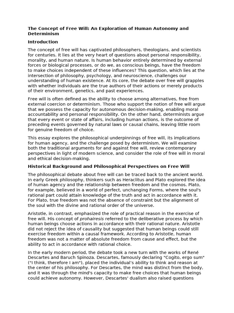 The Concept of Free Will | PDF | Free Will | Determinism