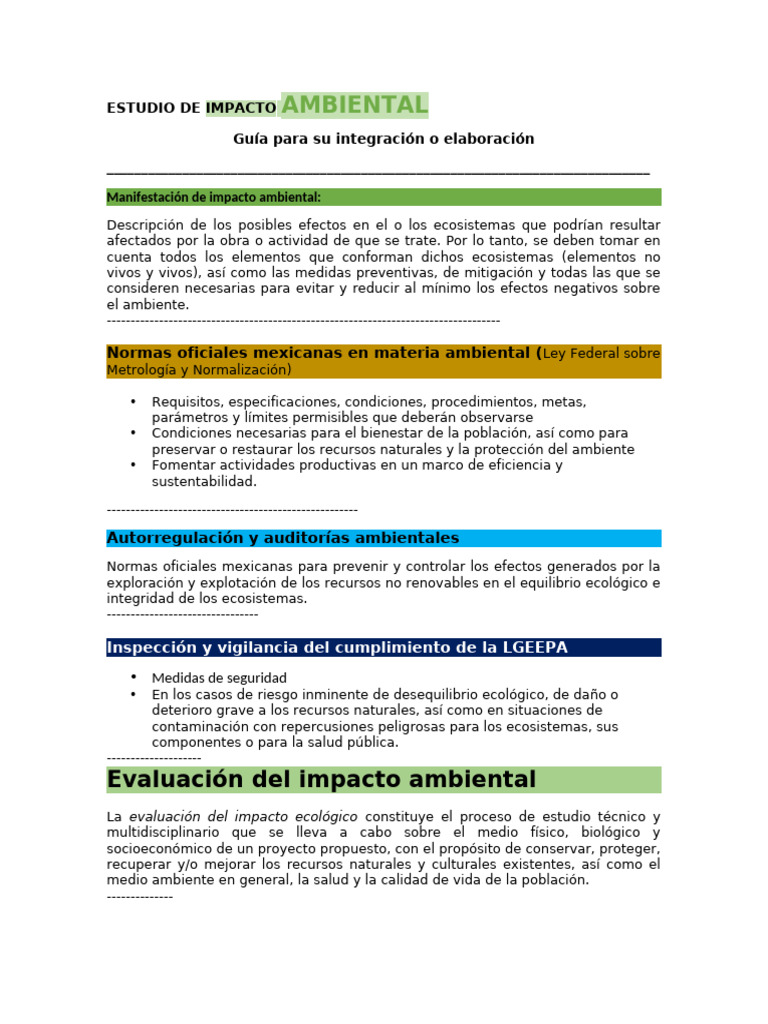 Guía de Estudio de Impacto Ambiental | PDF | Entorno natural ...