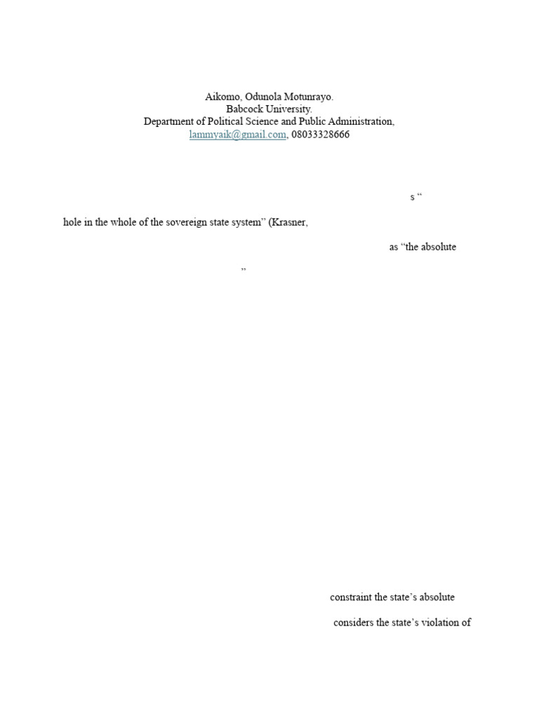 Sovereignty in Modern International Politics | PDF | Sovereignty ...