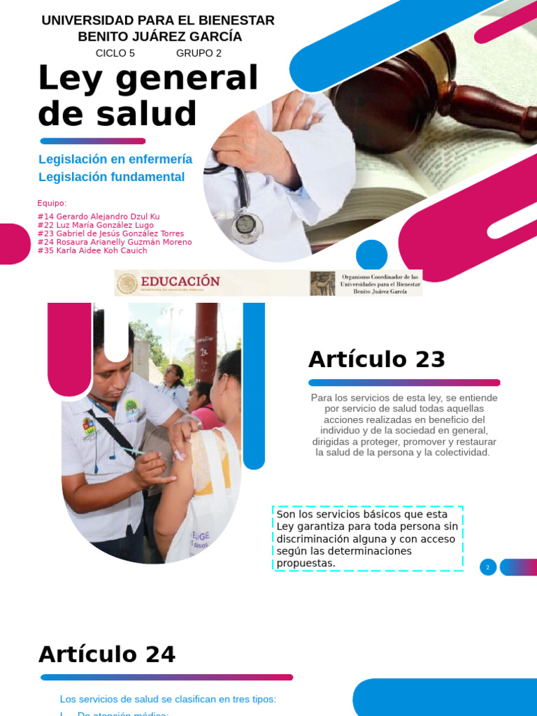 Ley General de Salud - Equipo 1 - G2C5 | PDF | Cuidado de la salud ...