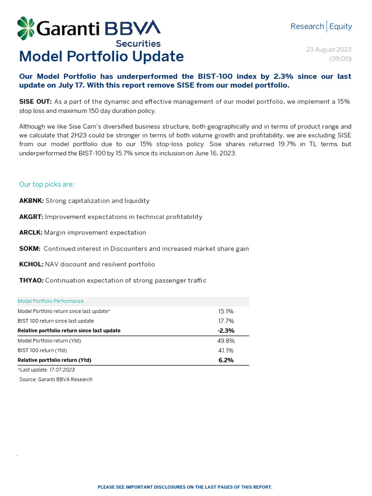 Model Portfolio Update 230823 | PDF | Investing | Securities (Finance)