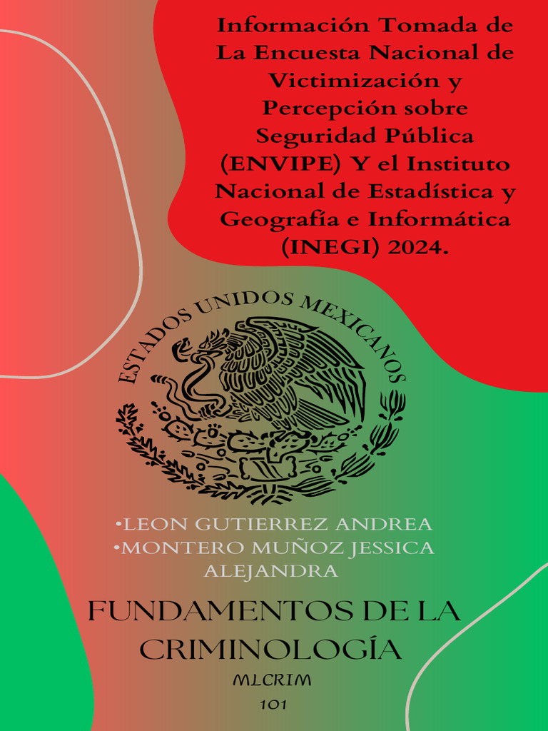 Encuesta Nacional de Victimizacion y Percepcion Sobre Seguridad Publica ...