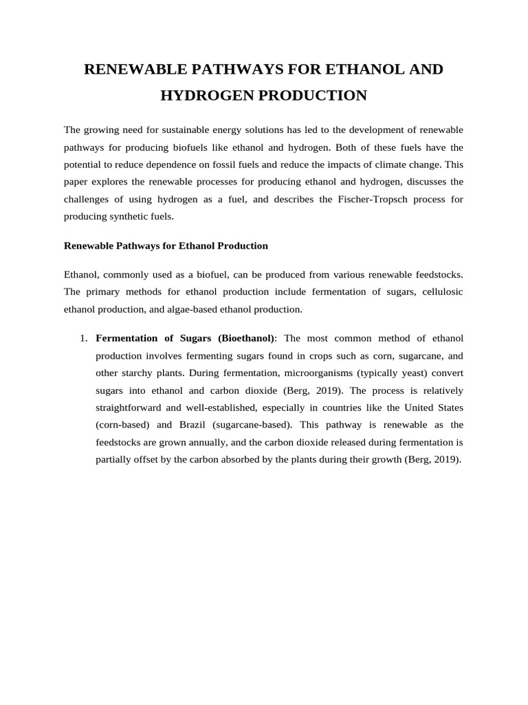 Renewable Ethanol and Hydrogen Production | PDF | Biofuel | Cellulosic ...