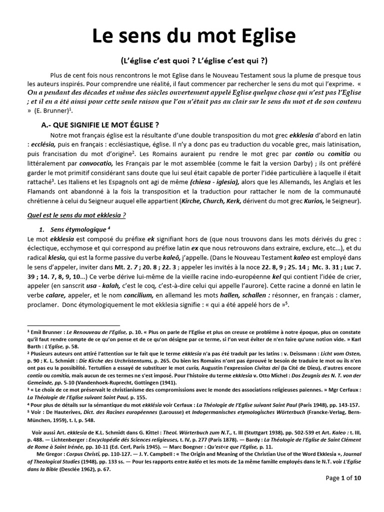 Définition et origine du mot Église | PDF | Église chrétienne | Église ...