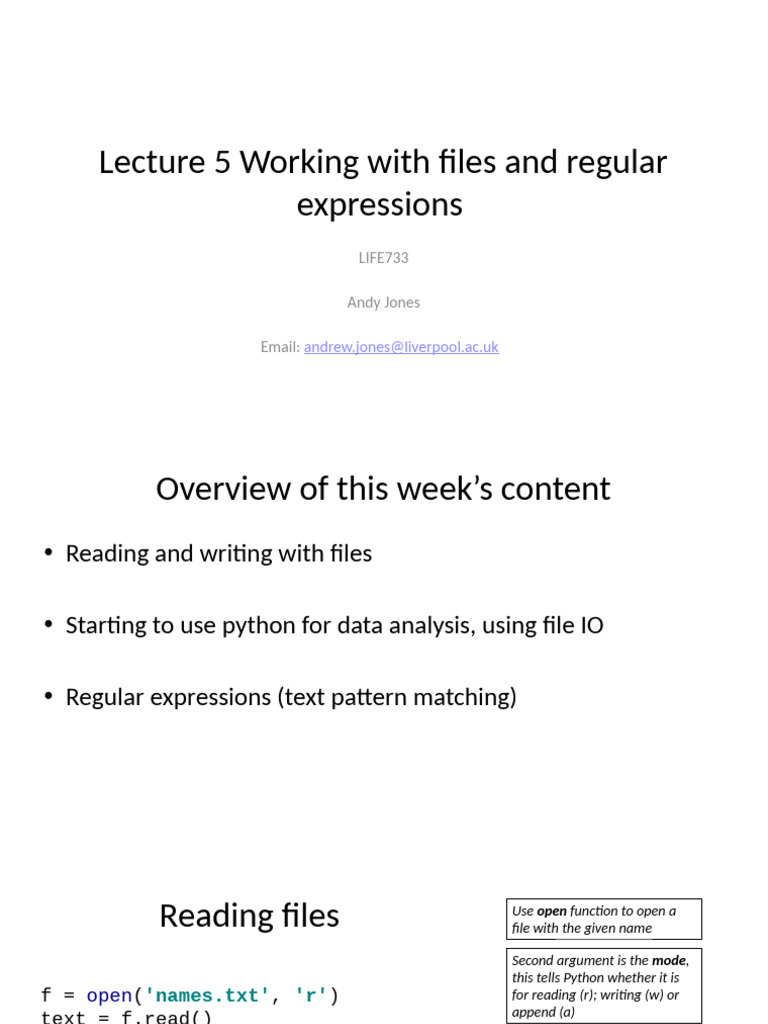Python File Handling and Regex Basics | PDF | Regular Expression ...