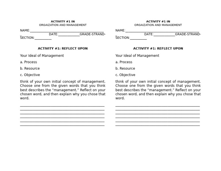 Activity Organization And Management Pdf