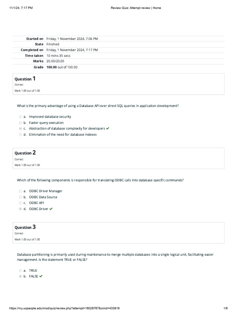 Database Quiz Results and Insights | PDF | Databases | Sql