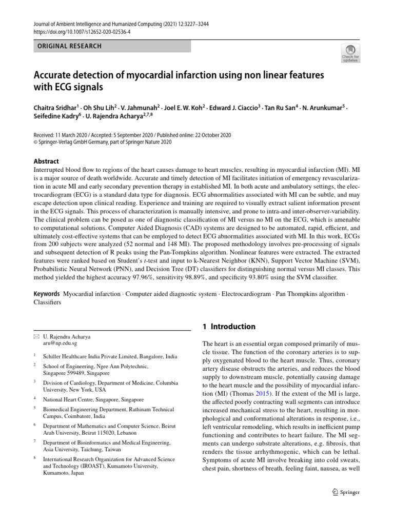 Myocardial Infarction Detection via ECG | PDF | Wavelet | Support ...