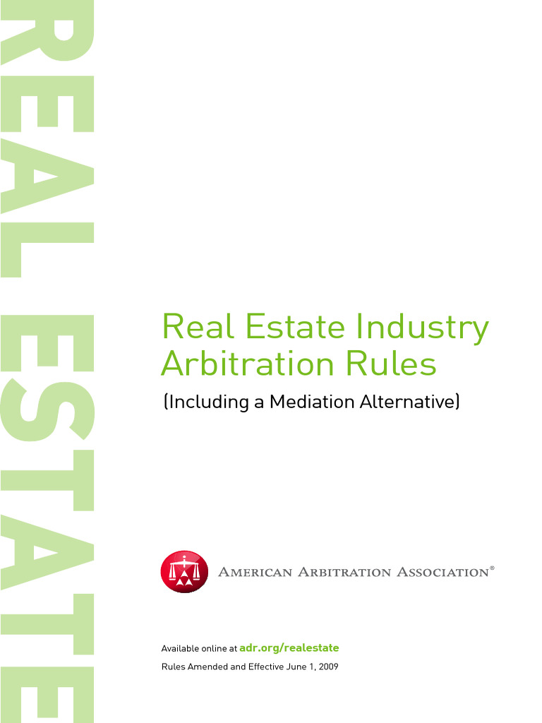 Real Estate Arbitration Rules Guide | PDF | Mediation | Arbitration