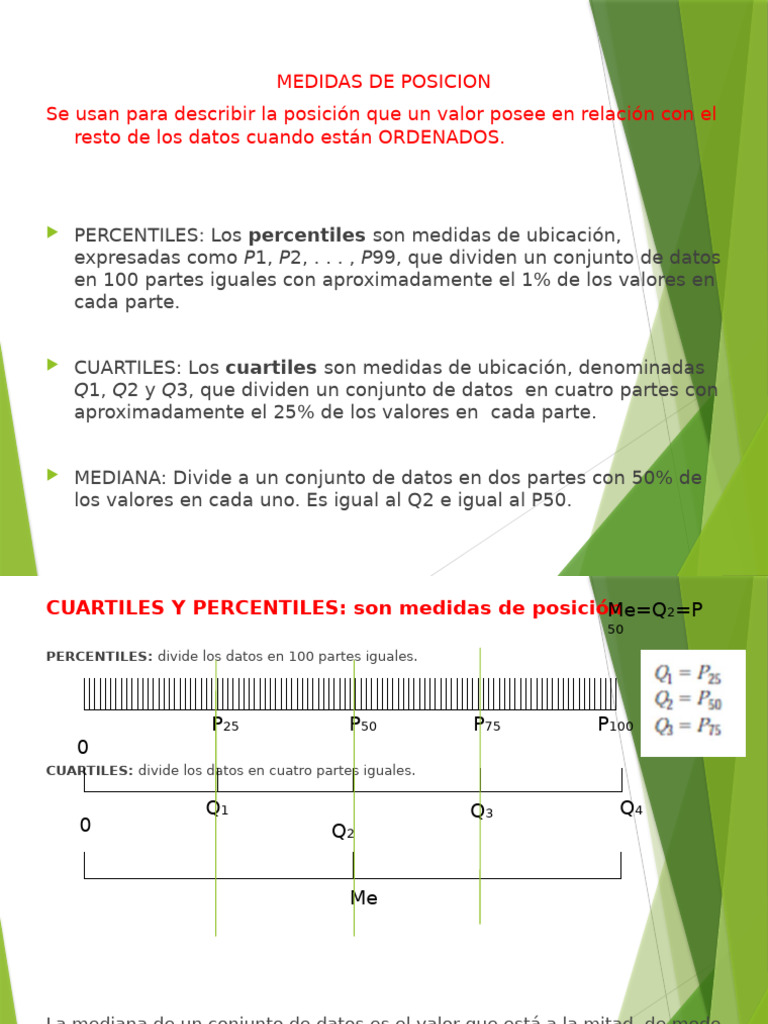 Medidas de Posición: Percentiles y Cuartiles | PDF | Cuantil | Mediana