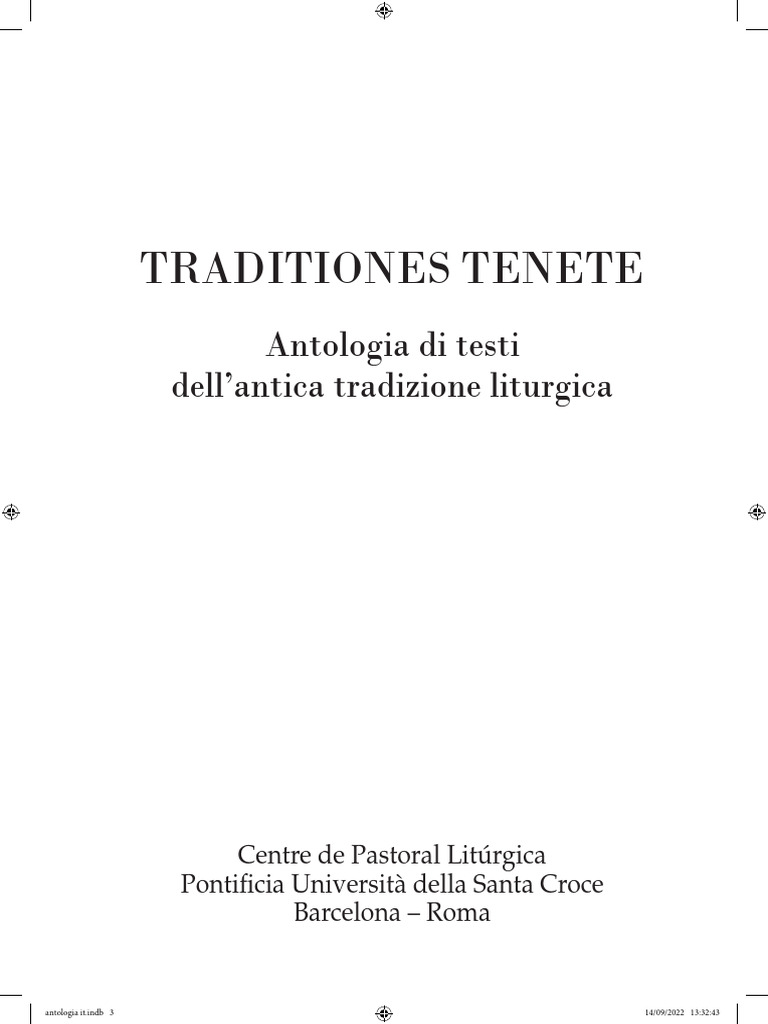 Traditiones Tenete - Traditio Apostolica - Estratto | PDF