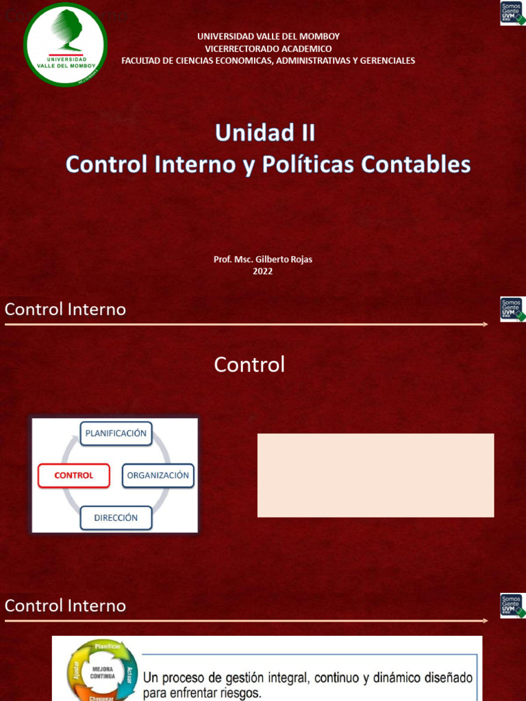 Unidad II Control Interno | PDF | Contabilidad | Business