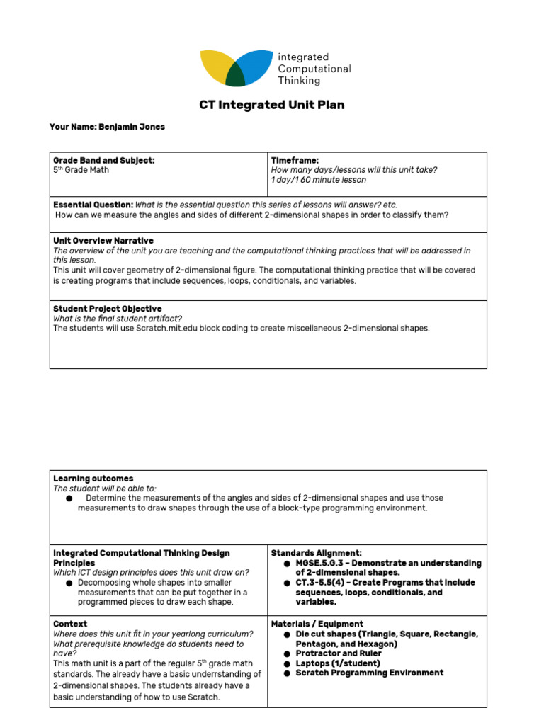 CT Math Lesson Plan PDF Shape Scratch Programming Language 