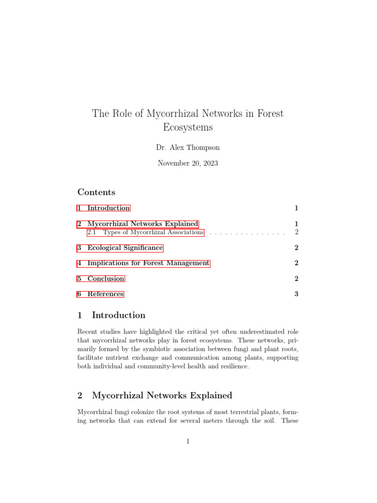 The Role of Mycorrhizal Networks in Forest Ecosystems | PDF | Ecosystem ...