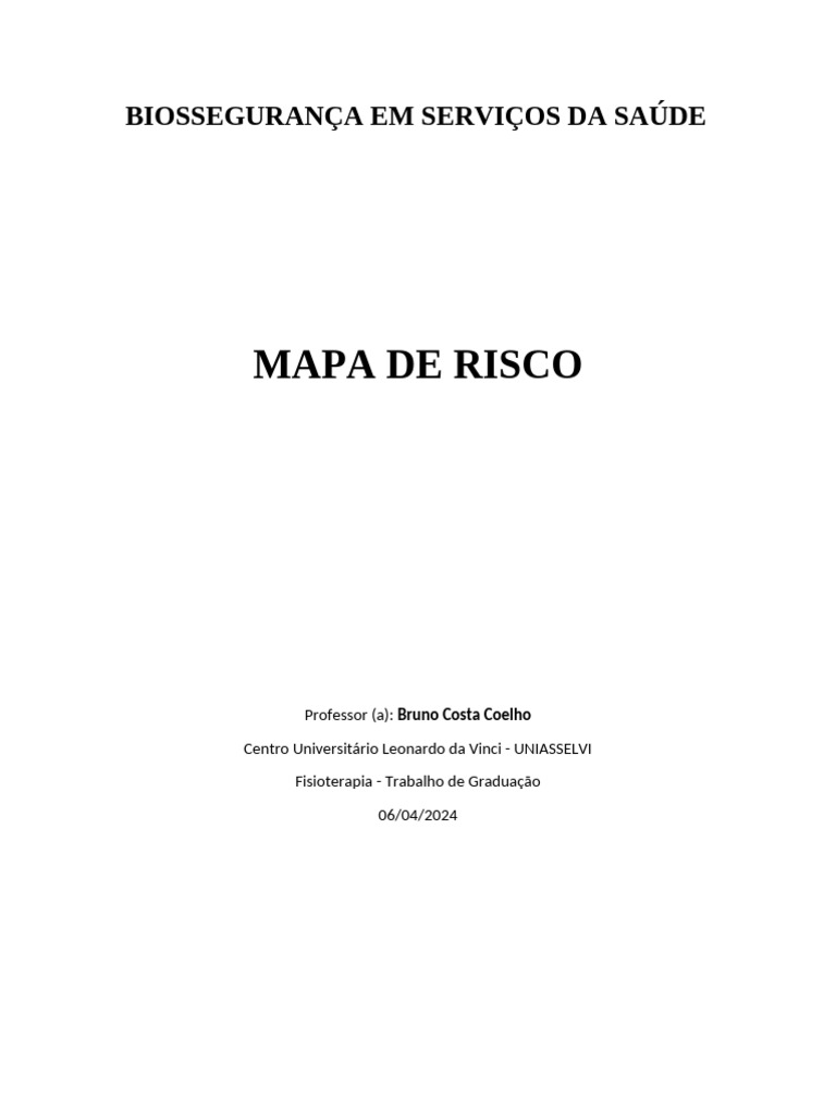 Mapa de Risco em Fisioterapia | PDF | Laboratórios | Fisioterapia