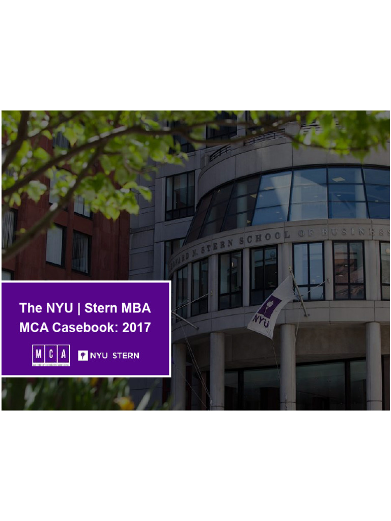 2017 NYU Stern MBA Casebook Overview | PDF | Banks | Fee For Service