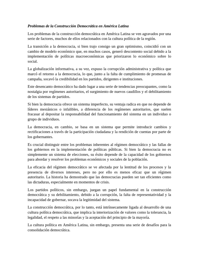 Desafíos de la Democracia en América Latina | PDF | Democracia ...