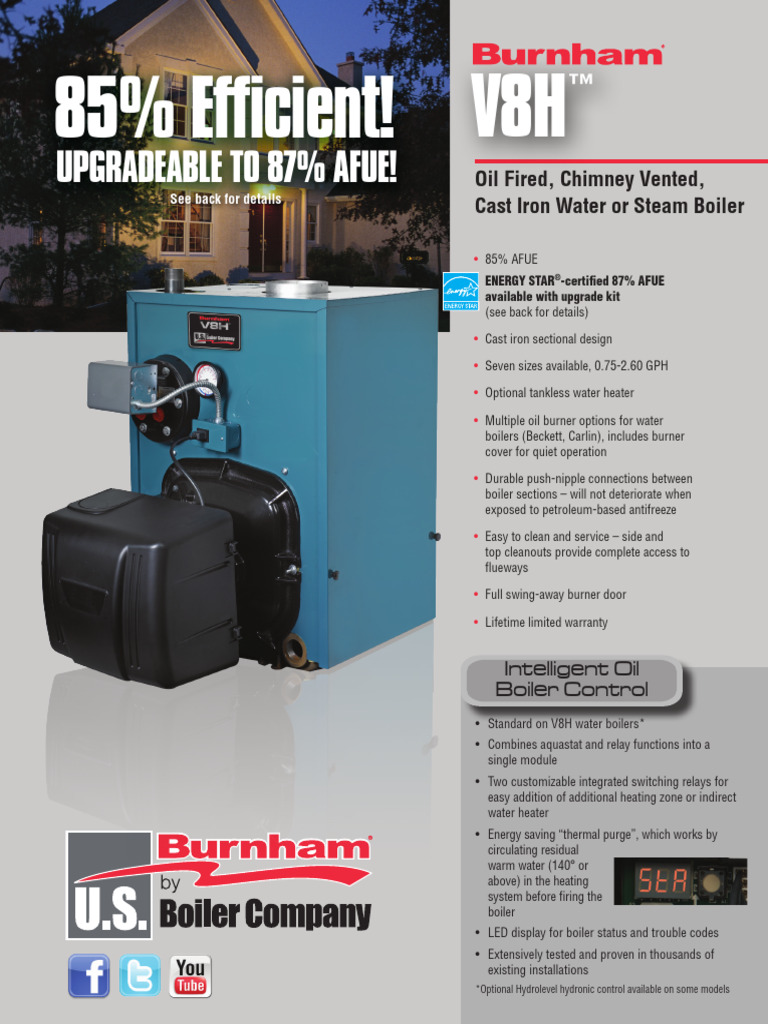 Burnham KV8H3WCLBWN Specification Sheet | PDF | Boiler | Water Heating