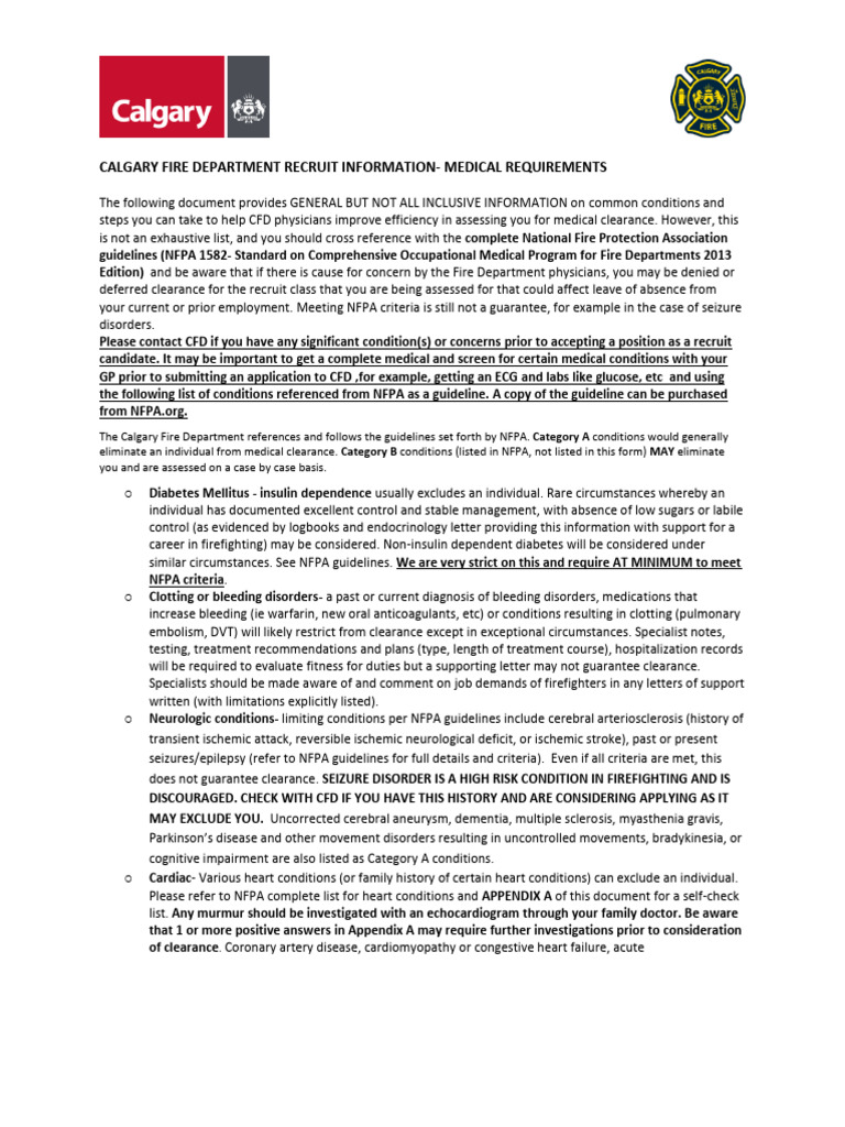 NFPA 1582 Medical Disqualifications Guide | PDF | Heart | Asthma