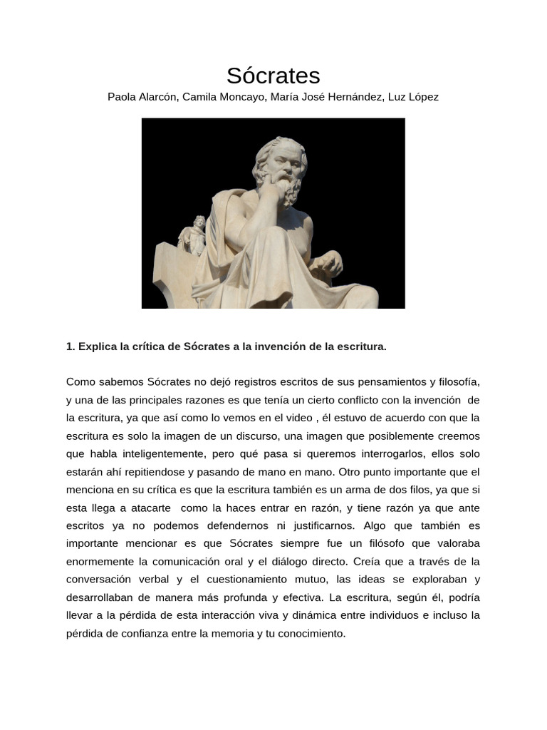 Crítica de Sócrates a la escritura | PDF | Sócrates | Verdad