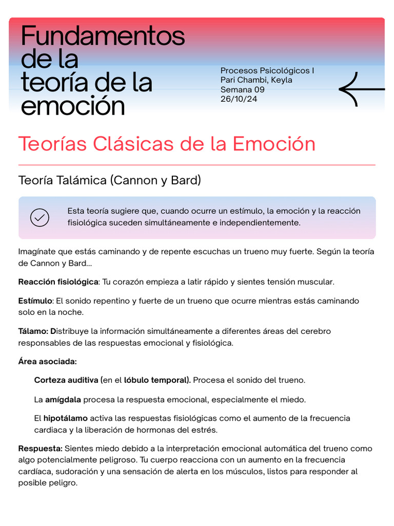 Teorías de la Emoción: Un Análisis | PDF | Las emociones | Temor