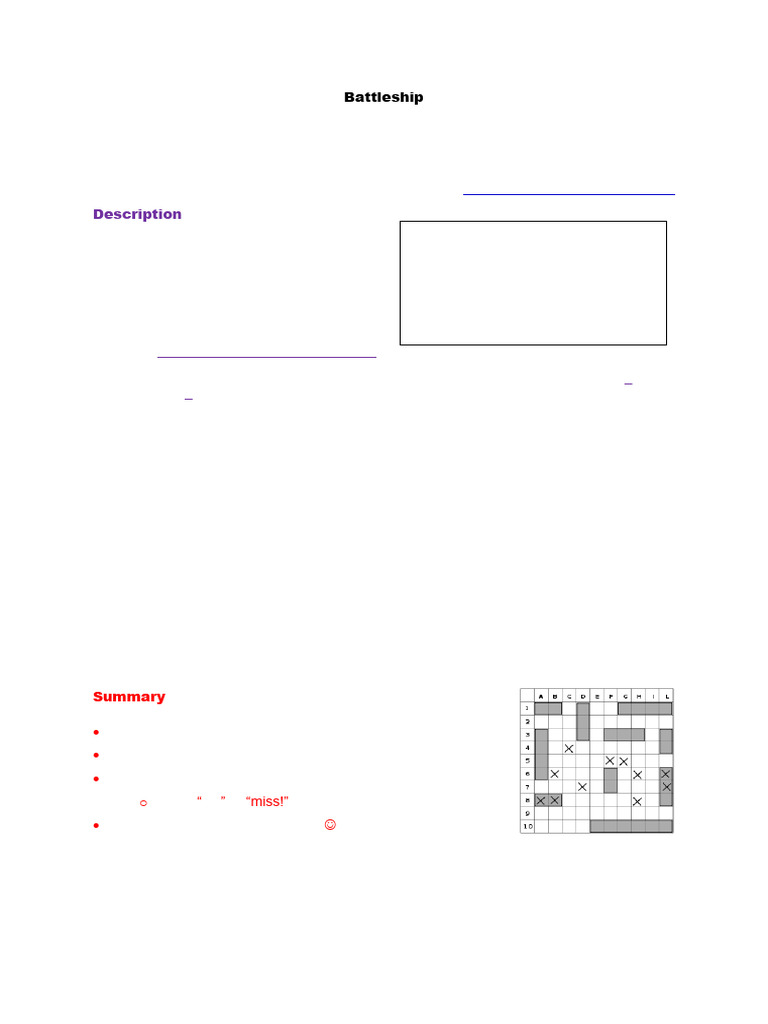 Battleship Game Overview and Rules | PDF | Watercraft | Ships