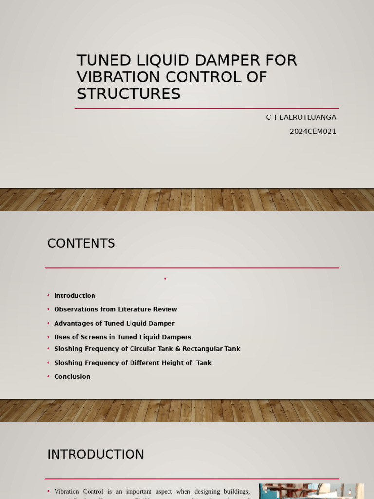 Tuned Liquid Damper For Vibration Control of Structures | PDF ...