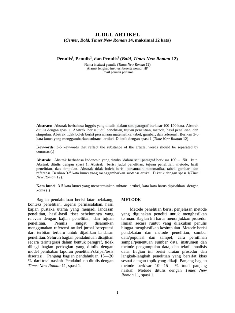 Template Jurnal Indonesia | PDF