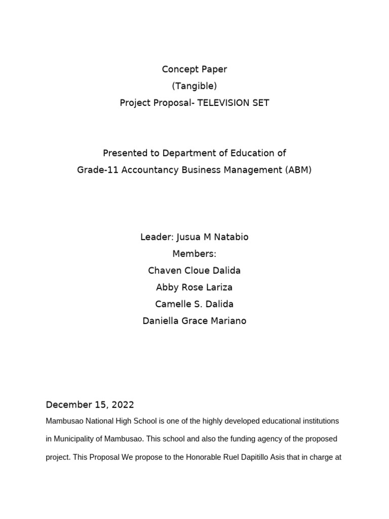 Proposal for Classroom TV Set | PDF | Learning