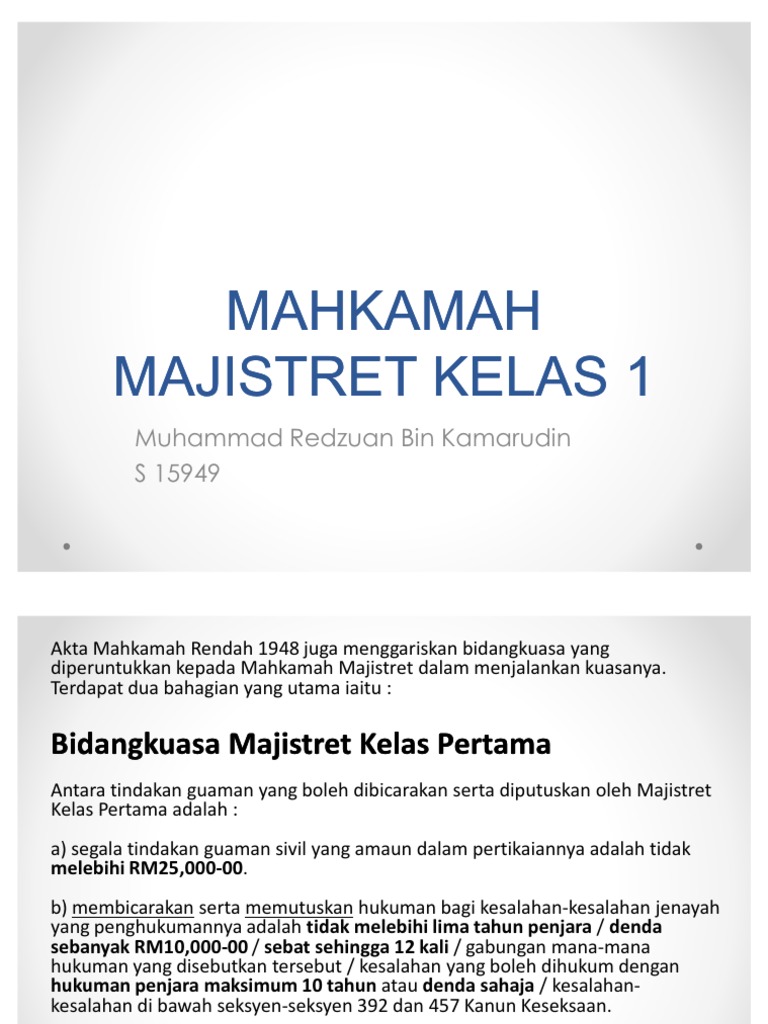 Mahkamah Majistret Kelas 1
