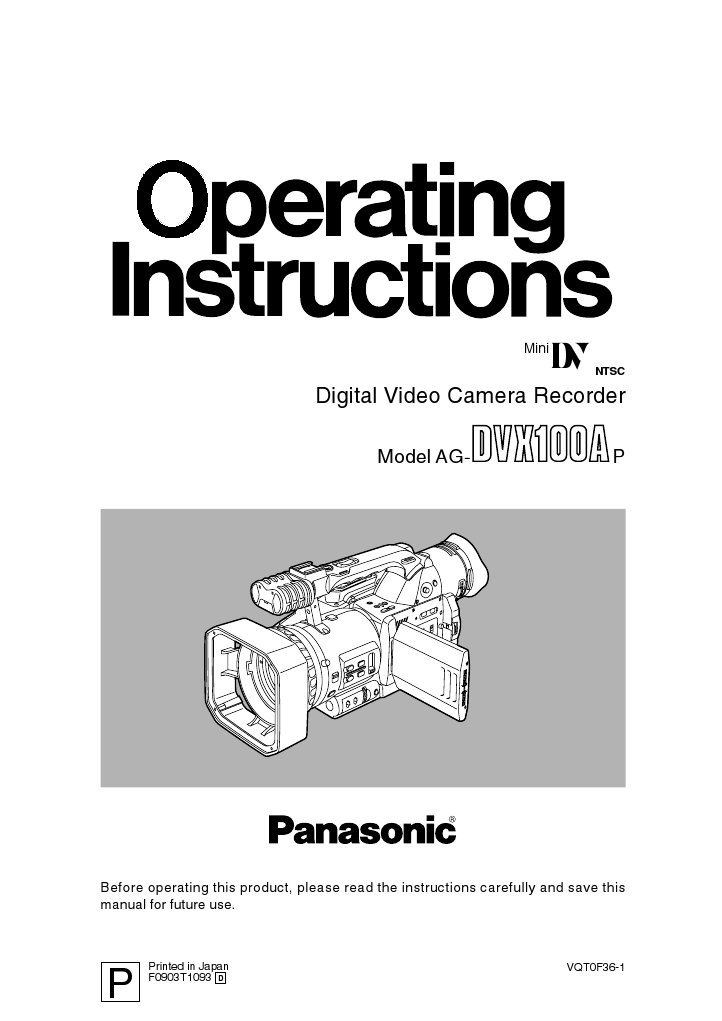 Digital Video Camera Recorder: Model AG-P | PDF | Compact Cassette | Camera