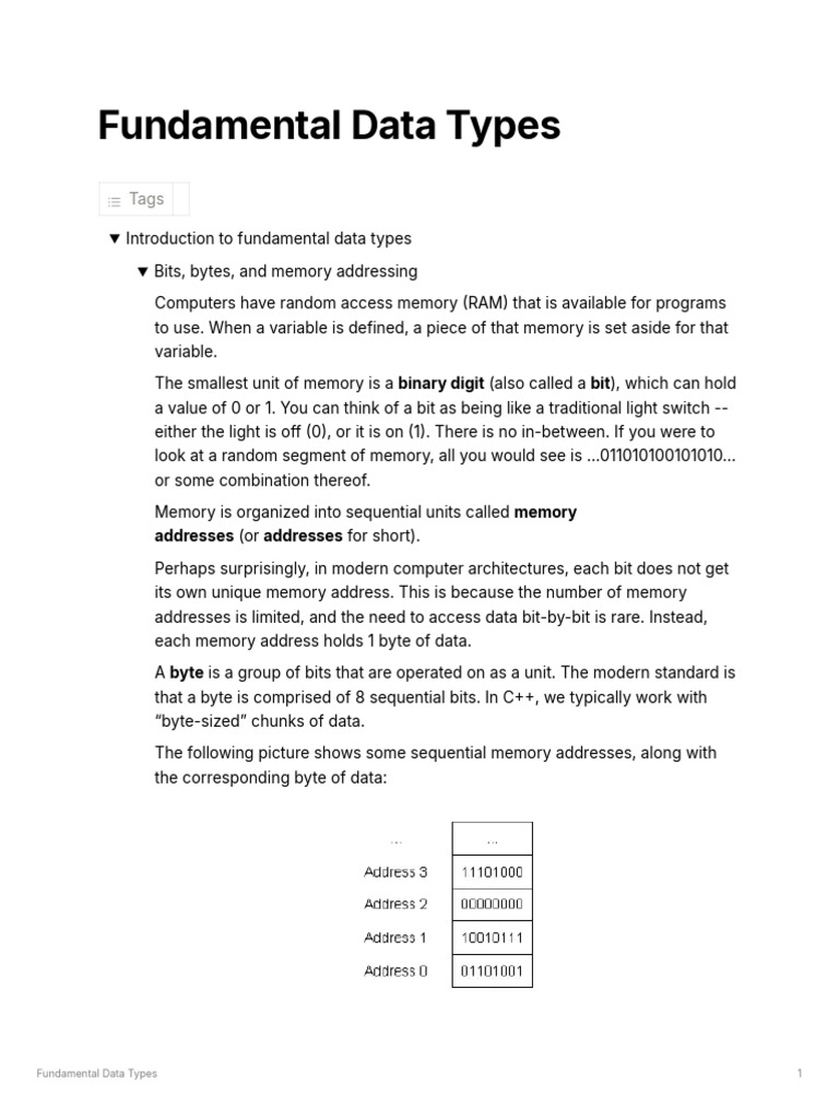 Fundamental Data Types | PDF | Integer (Computer Science) | Data Type
