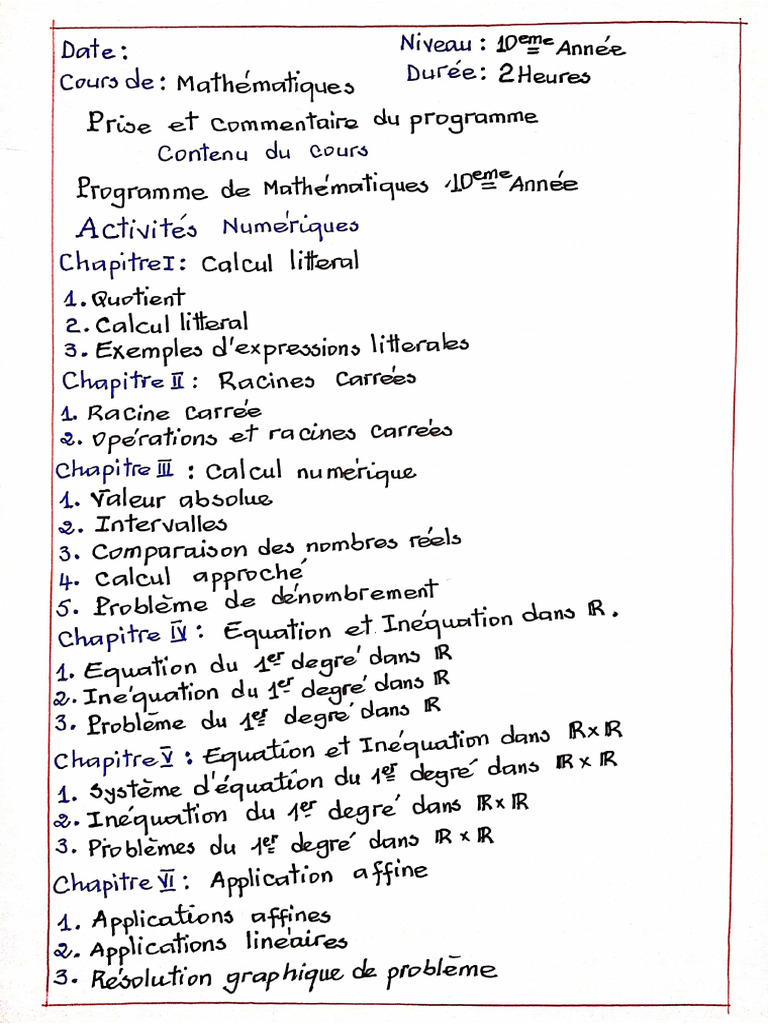 Amidon Cours de Maths 10e Calcul Littéral | PDF