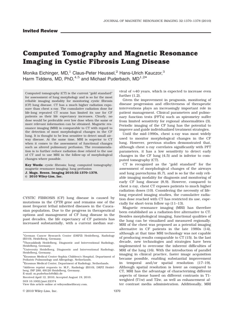 Magnetic Resonance Imaging - 2010 - Eichinger - Computed Tomography and ...