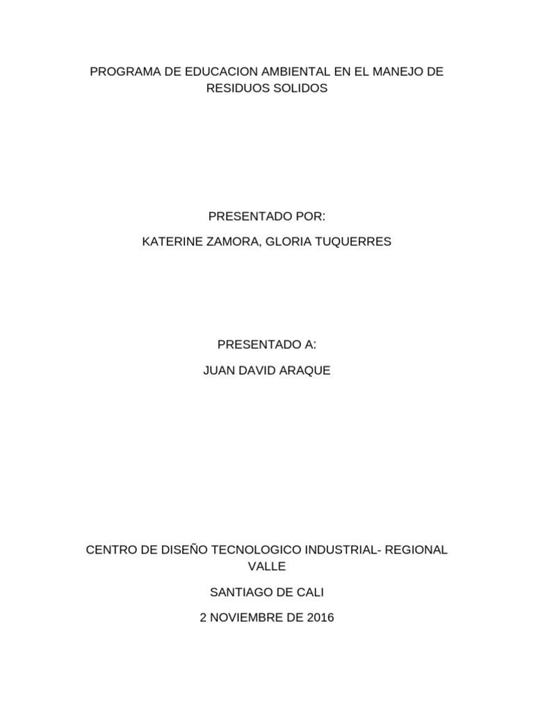 Educación Ambiental y Manejo de Residuos | PDF | Residuos | Entorno natural