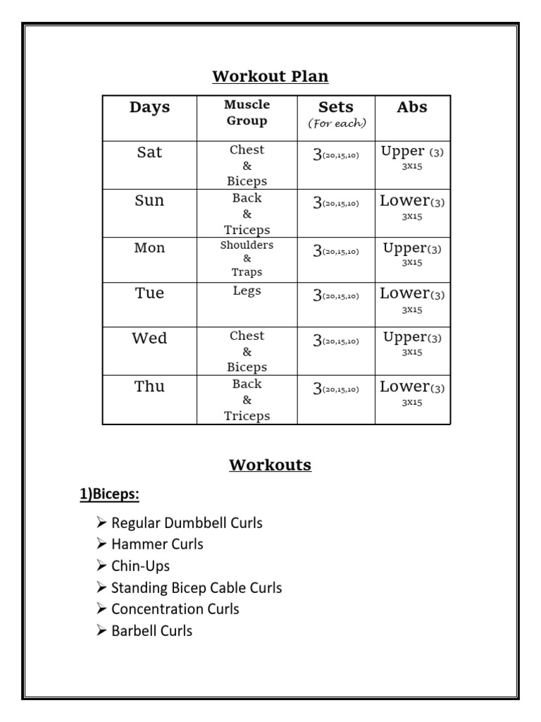 Workout Plan PDF