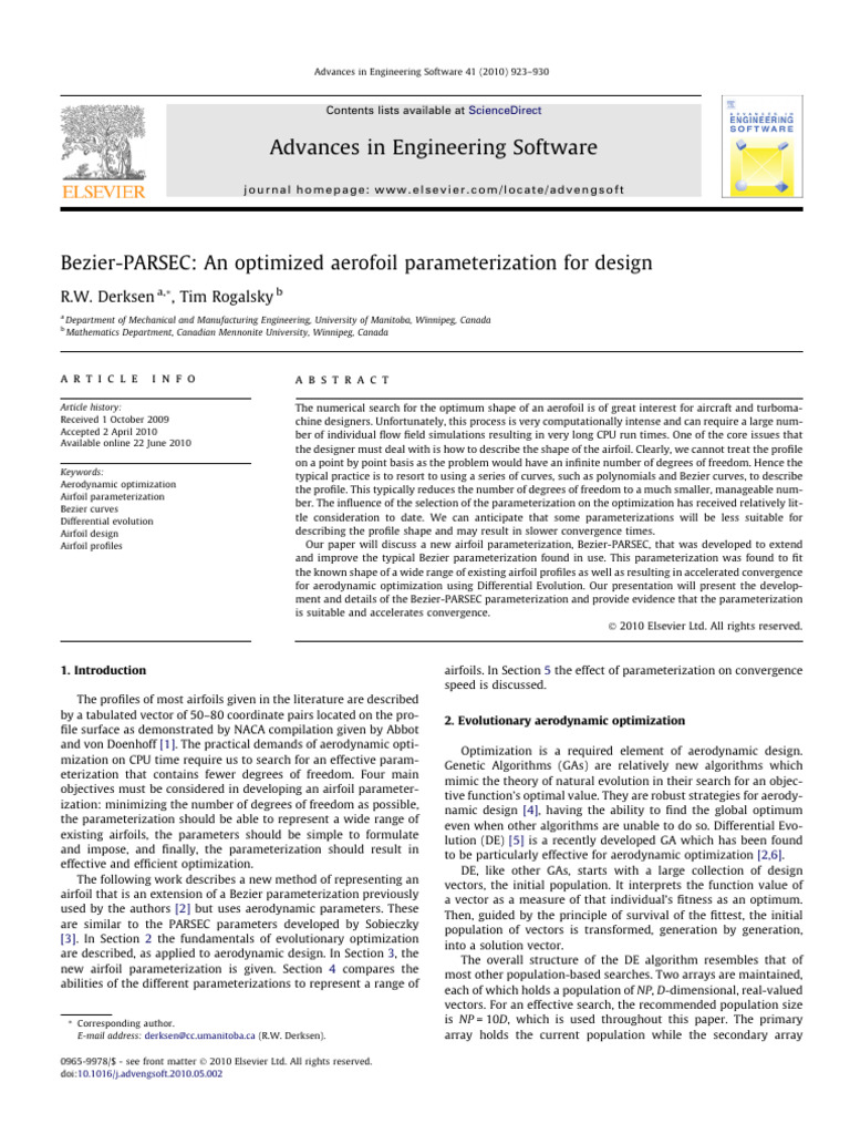 An Optimized Aerofoil Parameterization For Design | PDF | Epistasis ...