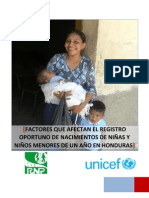 Informe Factores Afectan Registro Oportuno Nacimiento Menores Un Ano Honduras