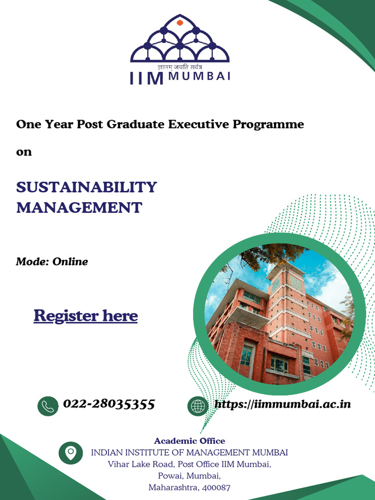 IIM Mumbai Executive Program in Sustainability | PDF | Graduate Record ...