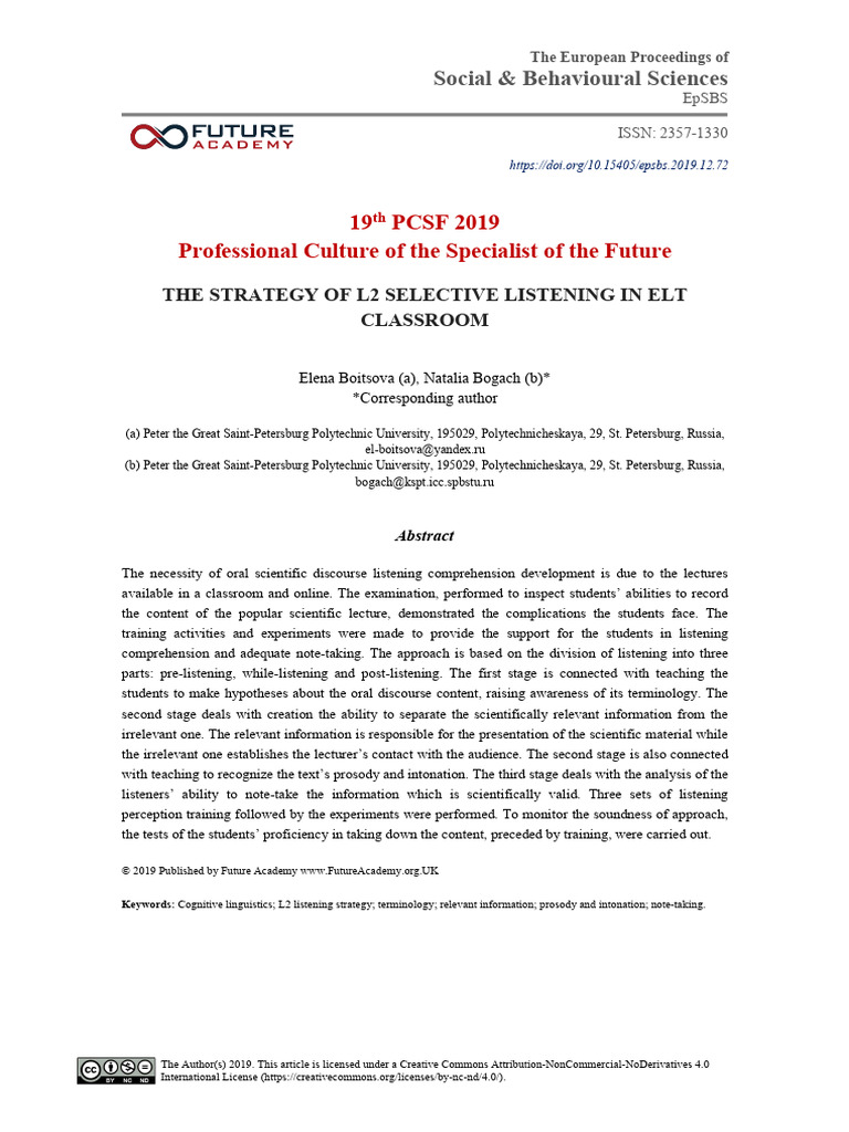 L2 Selective Listening Strategies in ELT | PDF | Cryptography | Concept