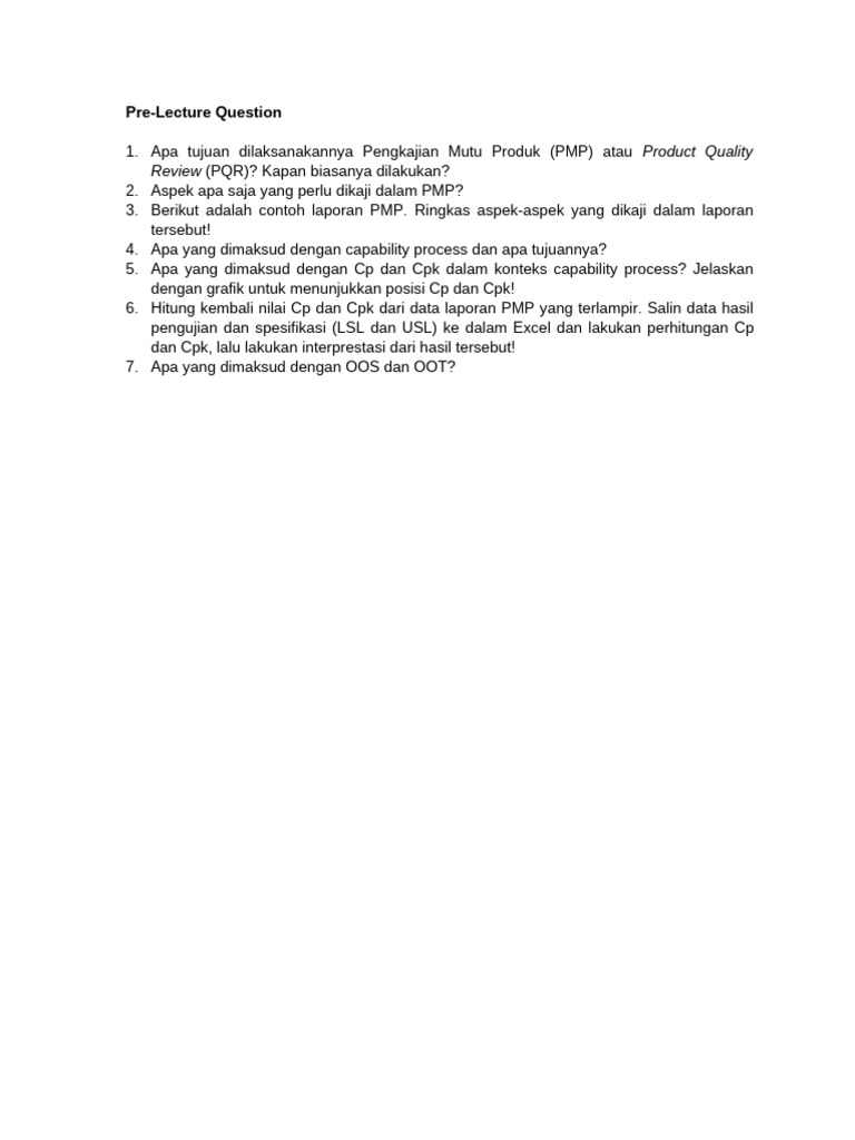 Pre Lecture Question | PDF