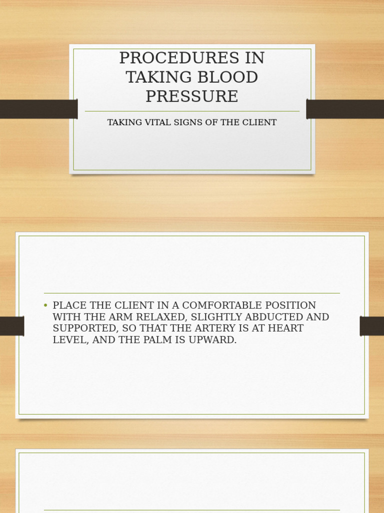 PROCEDURES IN TAKING BLOOD PRESSURE | PDF