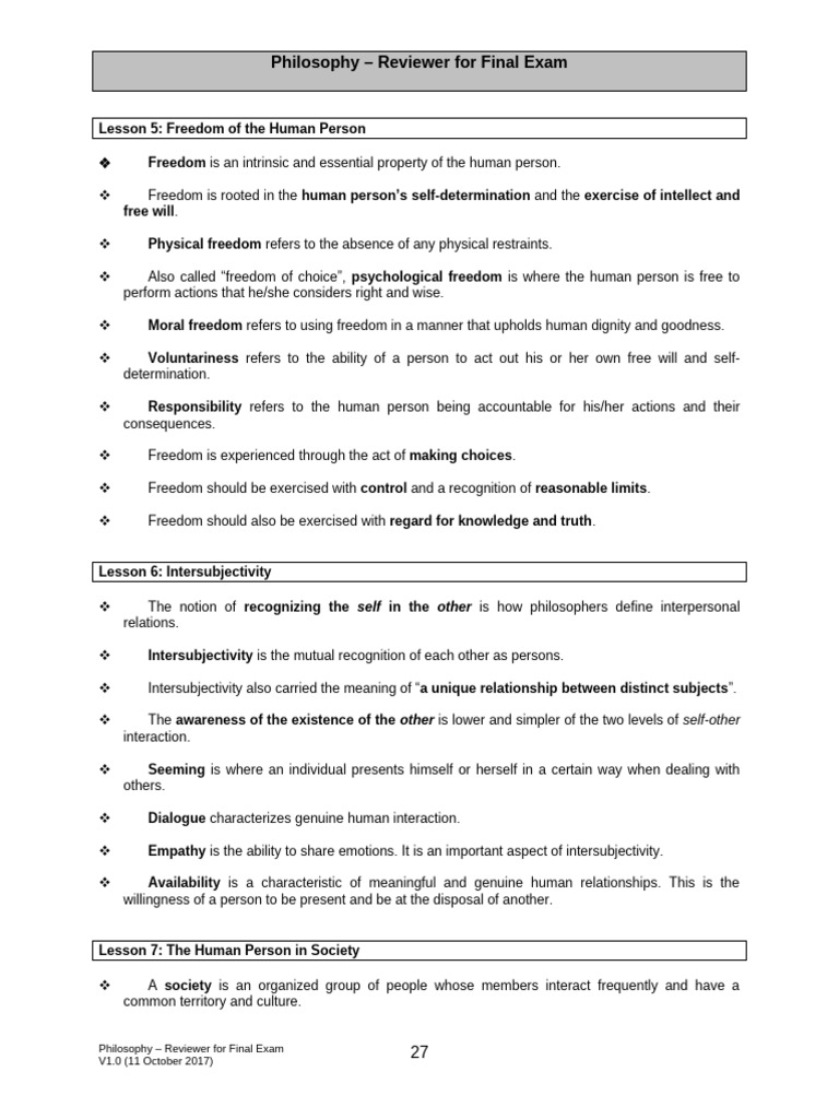 Philosophy Exam Review: Freedom & Society | PDF | Society | Free Will