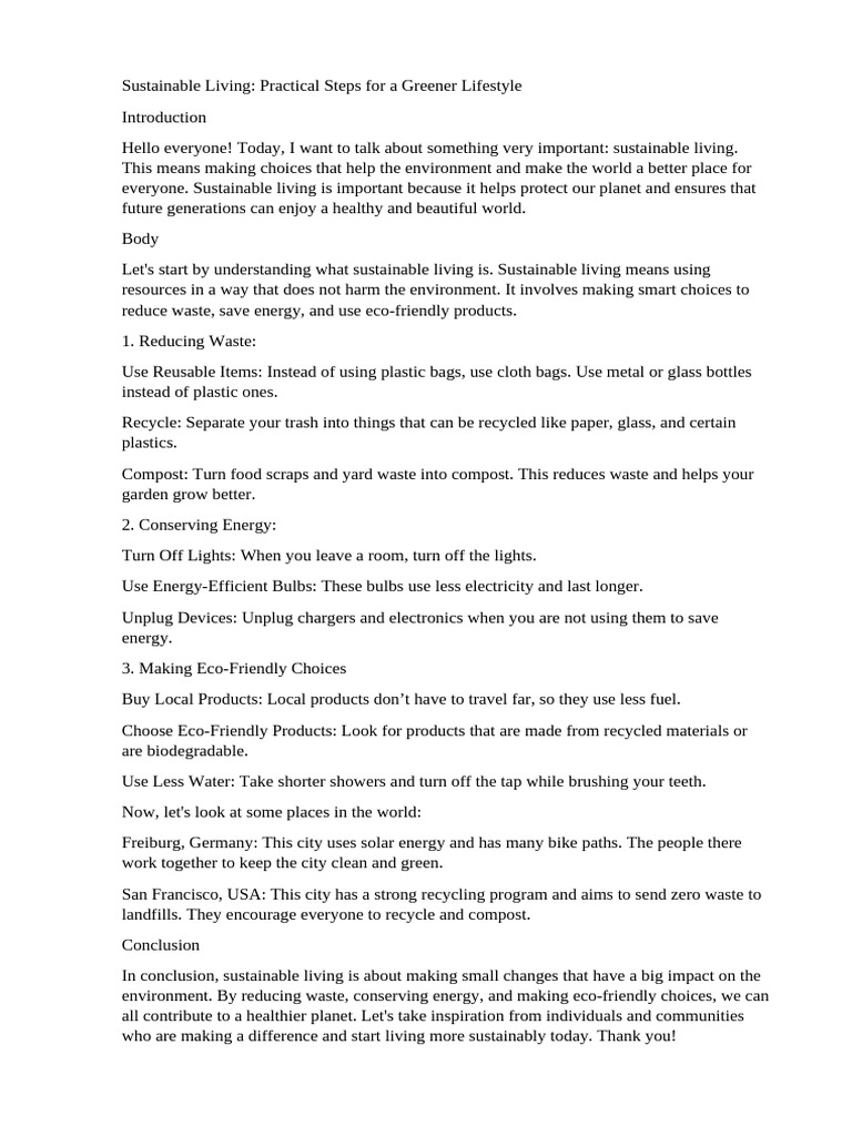 Sustainable Living Pdf