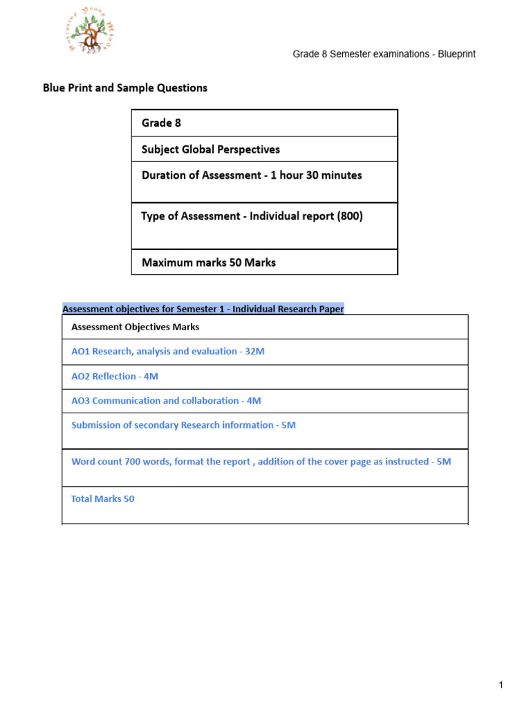 Grade 8 Global Perspectives Exam Guide | PDF | Inclusion (Education ...
