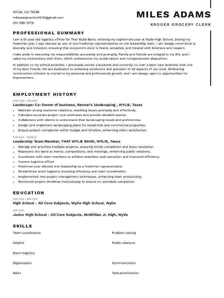 Miles-Adams-Kroger Grocery Clerk | PDF | Business