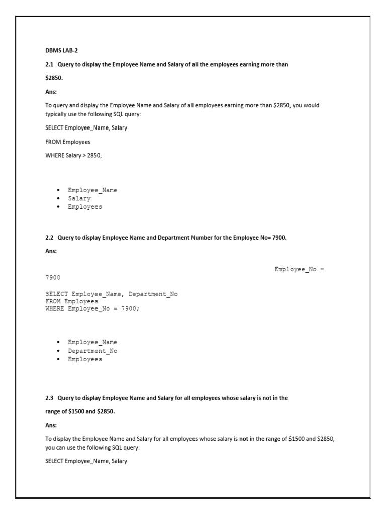 SQL Queries for Employee Data Analysis | PDF | Sql | Databases
