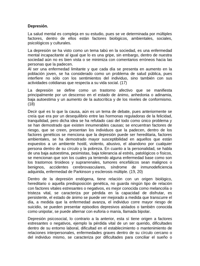 Causas y Tipos de Depresión | PDF | Trastorno depresivo mayor ...