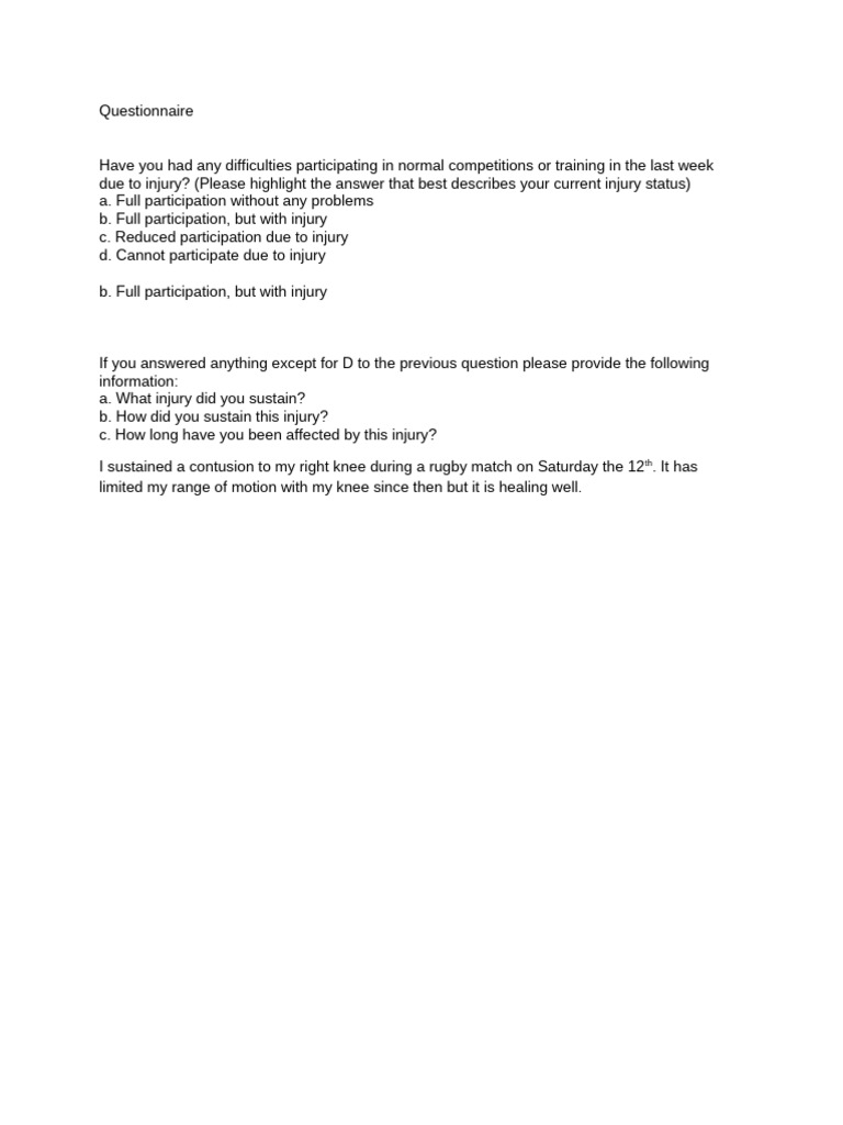 Questionnaire FMS | PDF